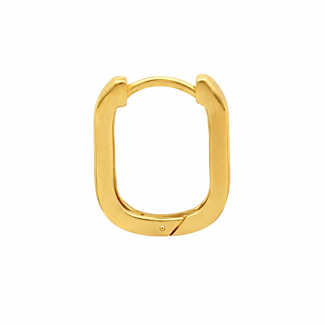 14K Yellow Gold Rounded Rectangular Huggie Hoop Earrings