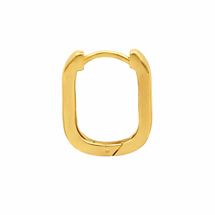 14K Yellow Gold Rounded Rectangular Huggie Hoop Earrings