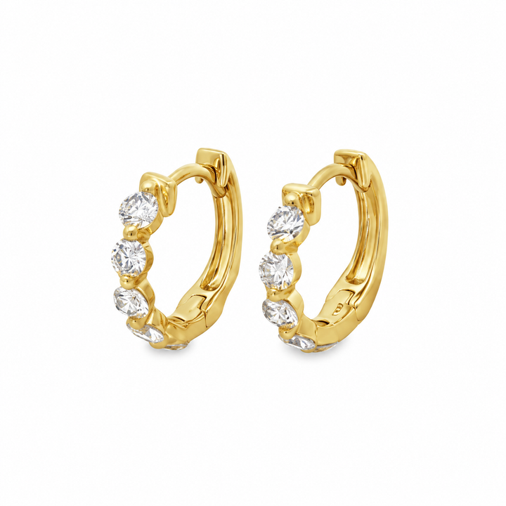 0.52 CTW Diamond Huggie Hoop Earrings in 14K Yellow Gold