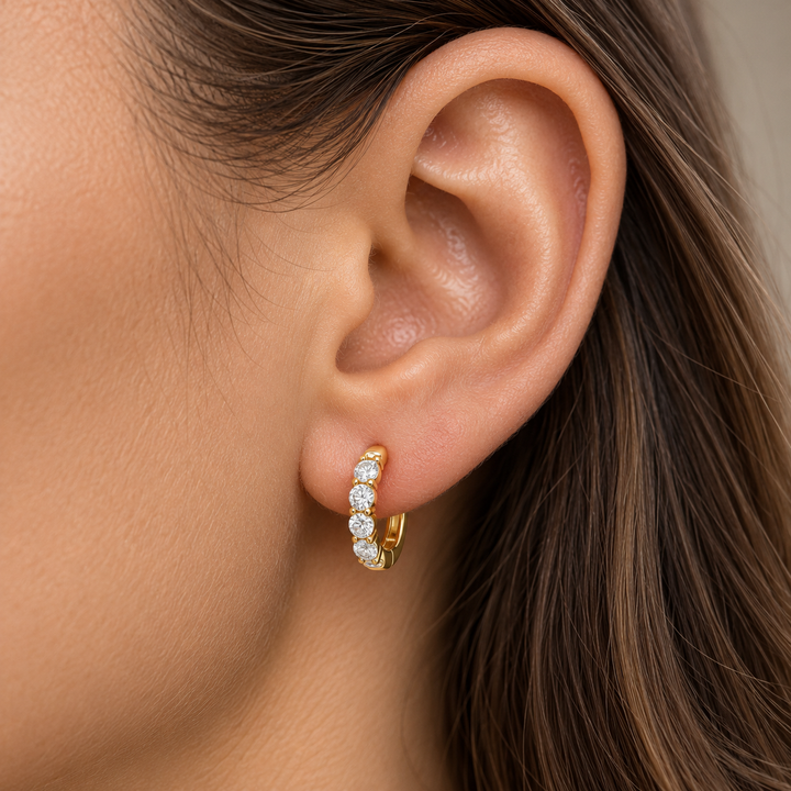 0.52 CTW Diamond Huggie Hoop Earrings in 14K Yellow Gold