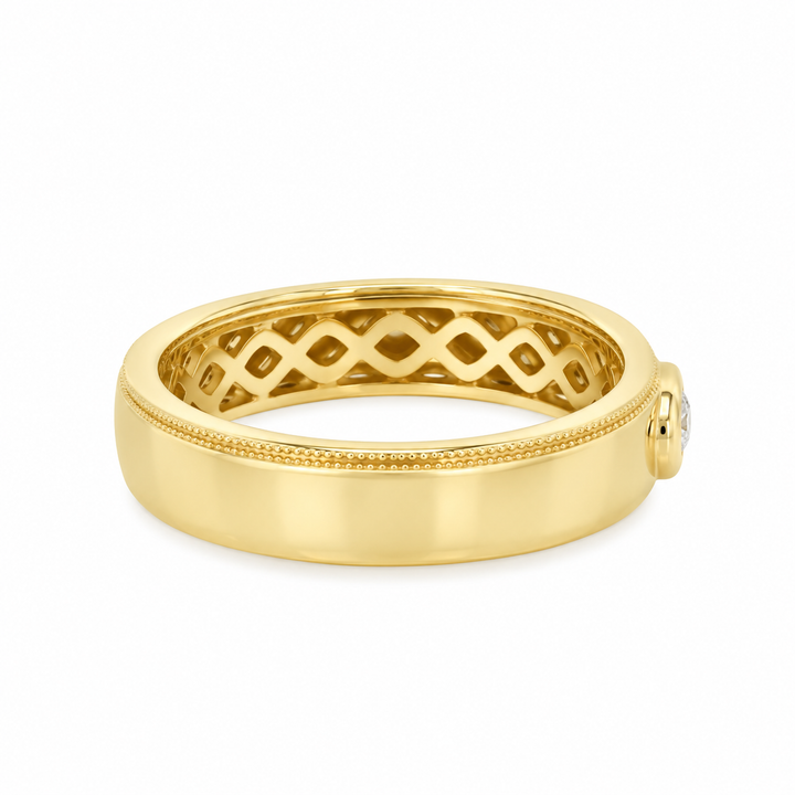 0.25 CT Marquise Diamond 14K Yellow Gold Bezel Set Band Ring