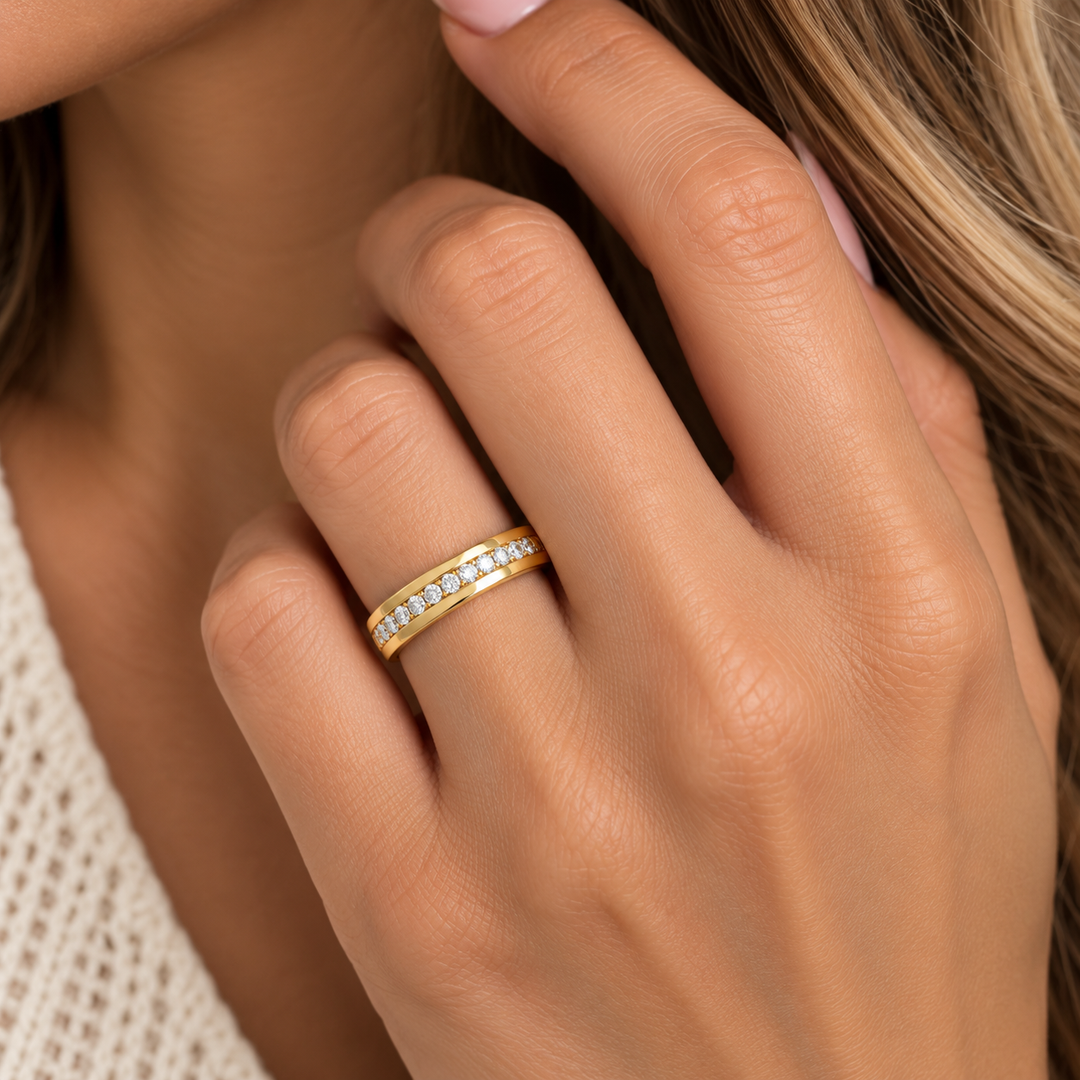 0.33 CTW Diamond 14K Yellow Gold Channel-Style Diamond Band Ring