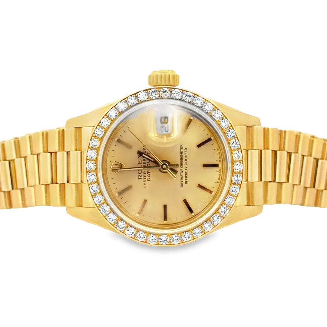 Pre-Owned 1995 Rolex Lady-Datejust 18K Yellow Gold Diamond Bezel Watch