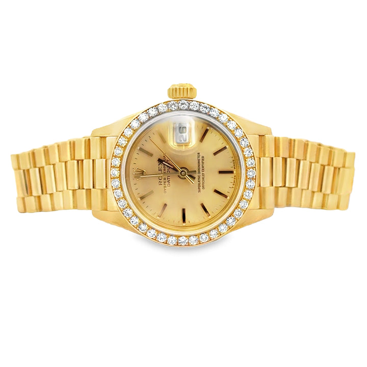 Pre-Owned 1995 Rolex Lady-Datejust 18K Yellow Gold Diamond Bezel Watch