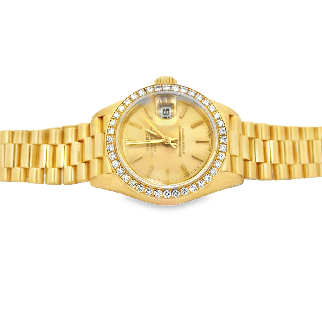Pre-Owned 1995 Rolex Lady-Datejust 18K Yellow Gold Diamond Bezel Watch