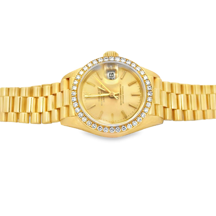 Pre-Owned 1995 Rolex Lady-Datejust 18K Yellow Gold Diamond Bezel Watch