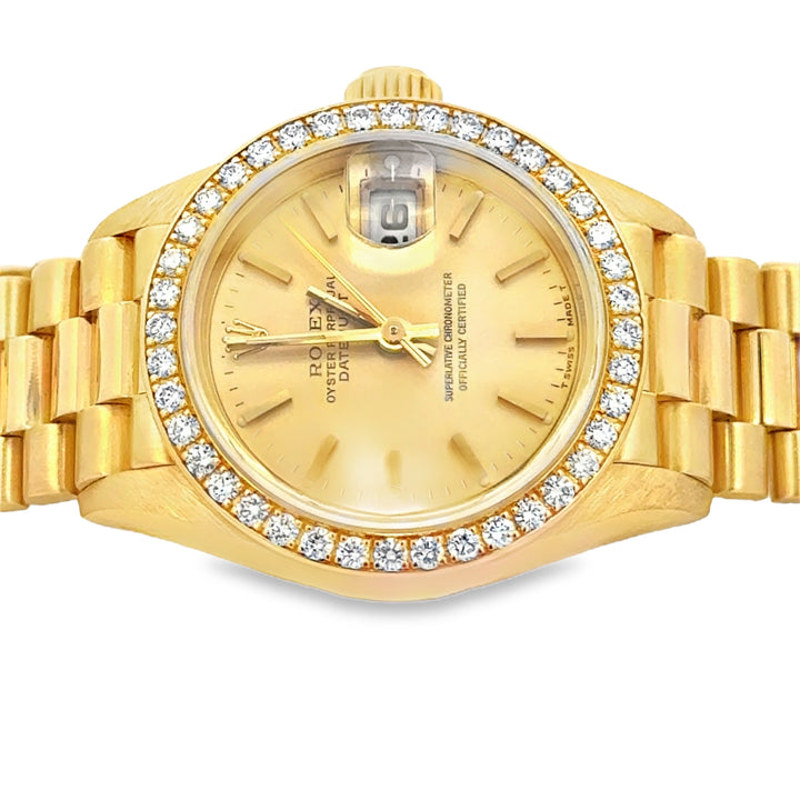 Pre-Owned 1995 Rolex Lady-Datejust 18K Yellow Gold Diamond Bezel Watch