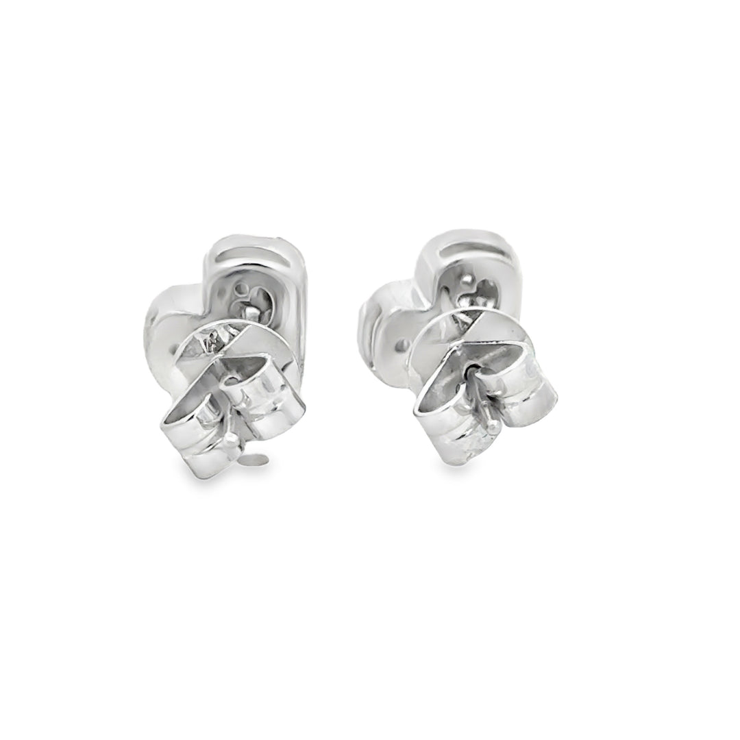 1.22 CTW Diamond Heart Stud Earrings in 18K White Gold