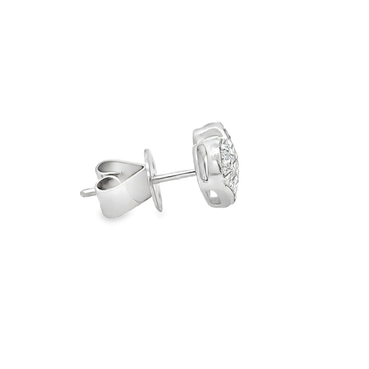 1.22 CTW Diamond Heart Stud Earrings in 18K White Gold