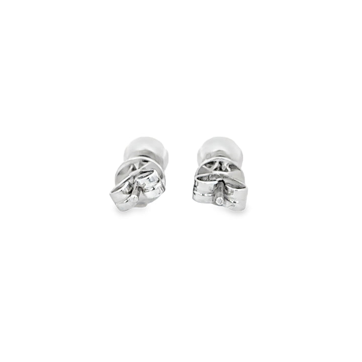0.47 CTW Round Diamond Bezel Stud Earrings in 18K White Gold