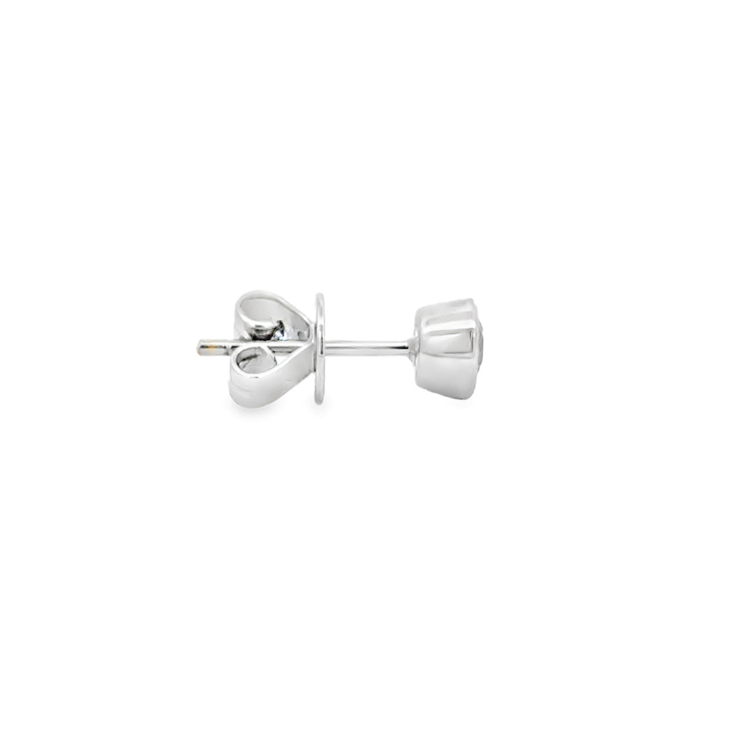 0.47 CTW Round Diamond Bezel Stud Earrings in 18K White Gold