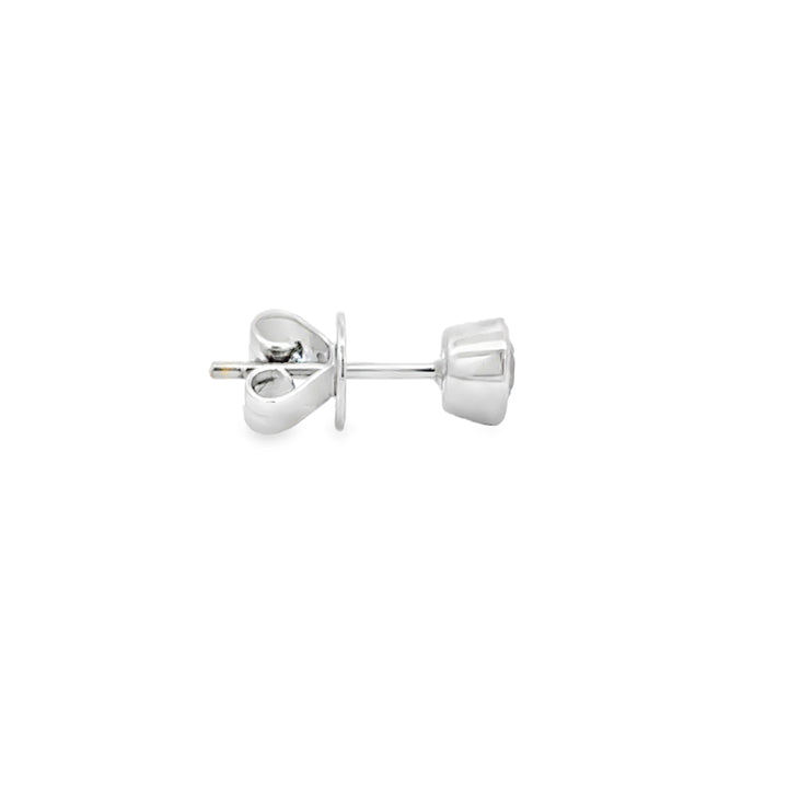 0.47 CTW Round Diamond Bezel Stud Earrings in 18K White Gold