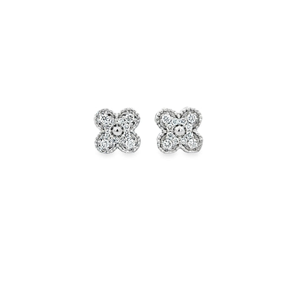 0.088 CTW Diamond Four-Petal Clover Stud Earrings in 18K White Gold