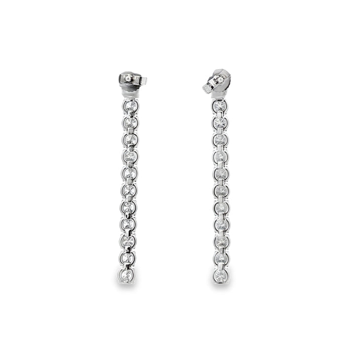 2.63 CTW Diamond Linear Drop Earrings in 18K White Gold