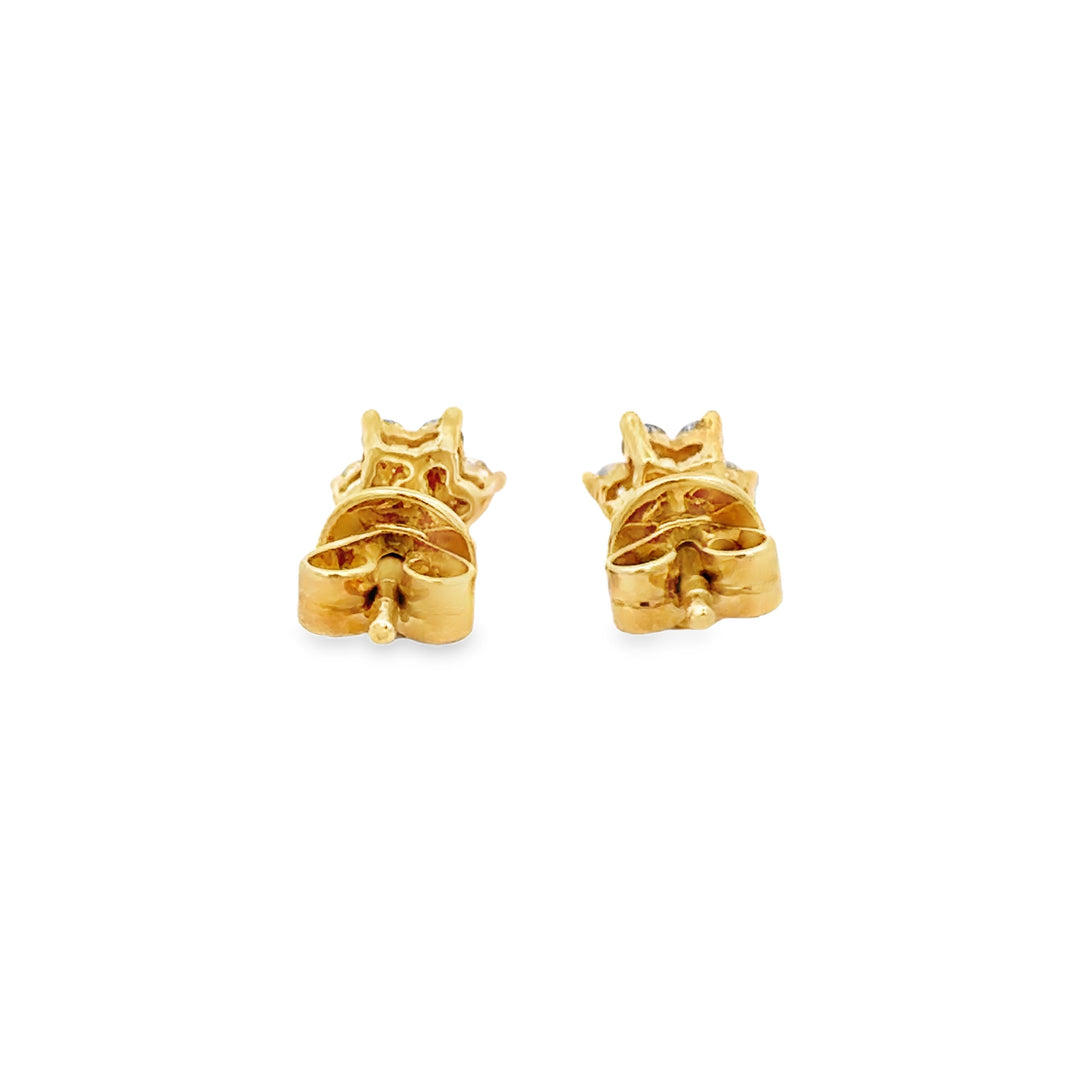 0.30 CTW Diamond Floral Cluster Stud Earrings in 18K Yellow Gold