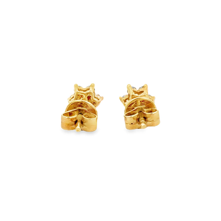 0.30 CTW Diamond Floral Cluster Stud Earrings in 18K Yellow Gold