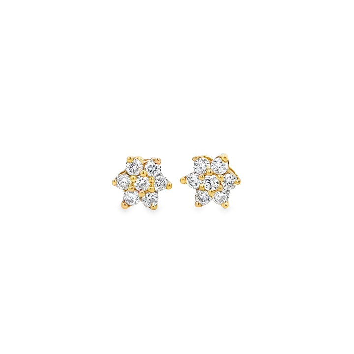 0.30 CTW Diamond Floral Cluster Stud Earrings in 18K Yellow Gold