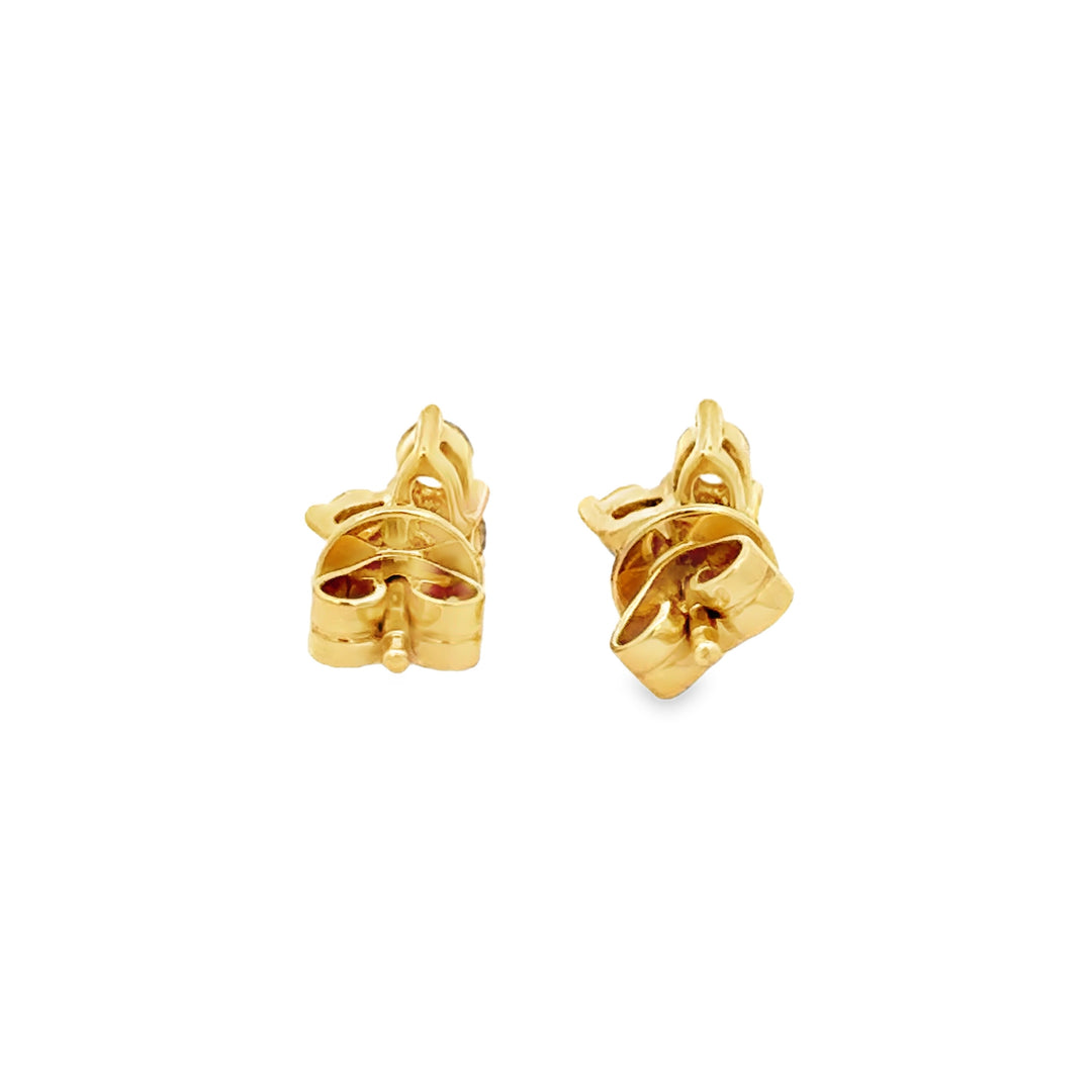 0.47 CTW Diamond Three-Stone Heart Stud Earrings in 18K Yellow Gold