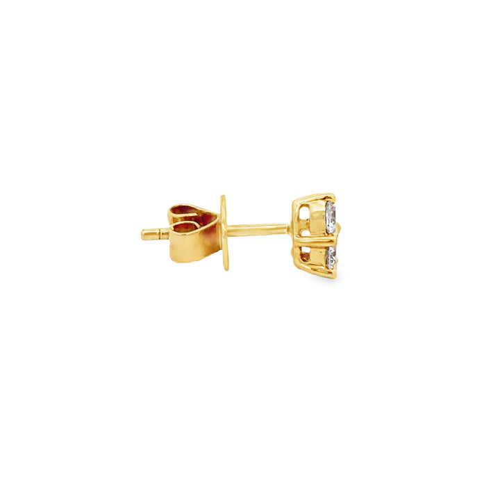 0.47 CTW Diamond Three-Stone Heart Stud Earrings in 18K Yellow Gold