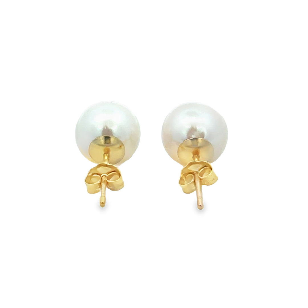 8MM Freshwater Pearl 14K Yellow Gold Stud Earrings