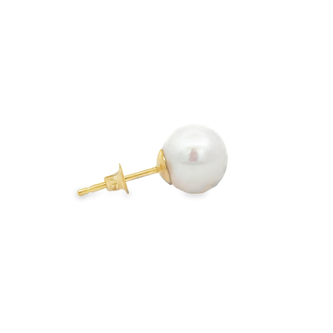 8MM Freshwater Pearl 14K Yellow Gold Stud Earrings
