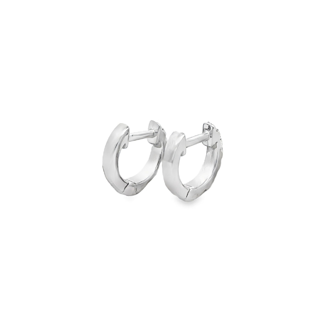 0.20 CTW Diamond 14K White Gold 10MM Mini Hoop Earrings