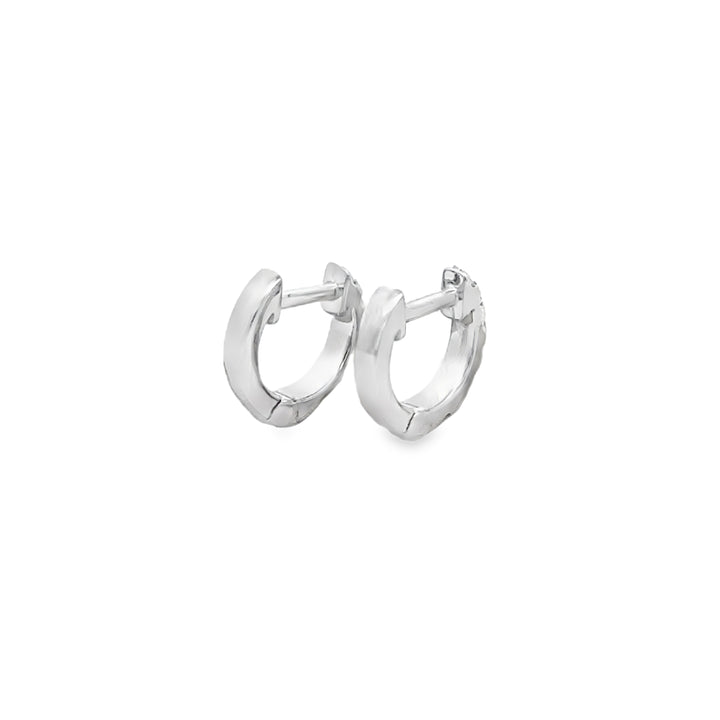 0.20 CTW Diamond 14K White Gold 10MM Mini Hoop Earrings