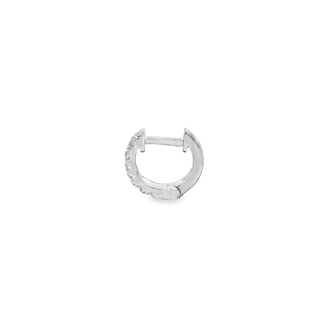 0.20 CTW Diamond 14K White Gold 10MM Mini Hoop Earrings