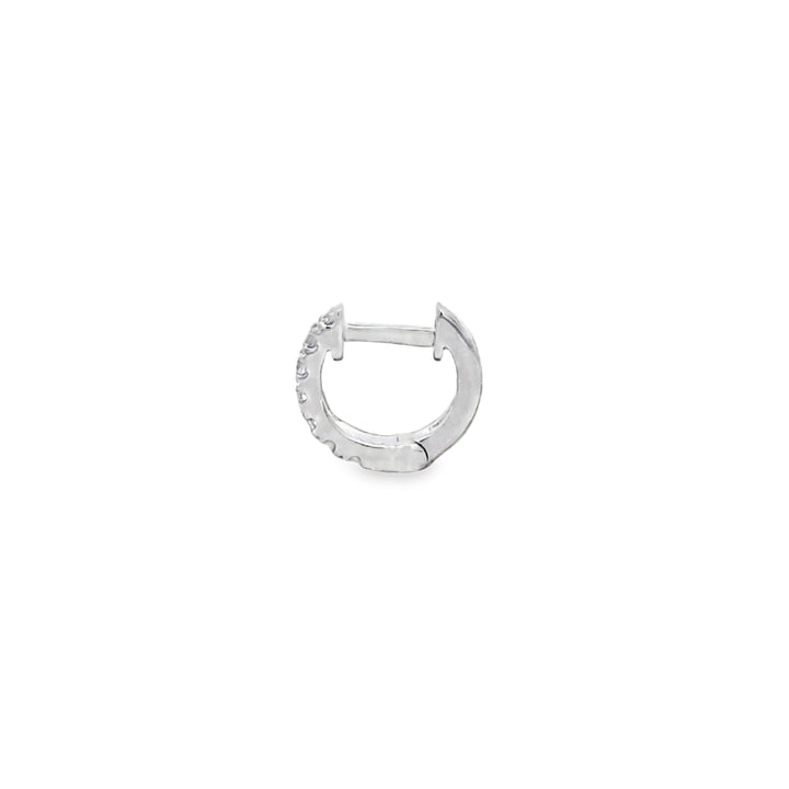 0.20 CTW Diamond 14K White Gold 10MM Mini Hoop Earrings