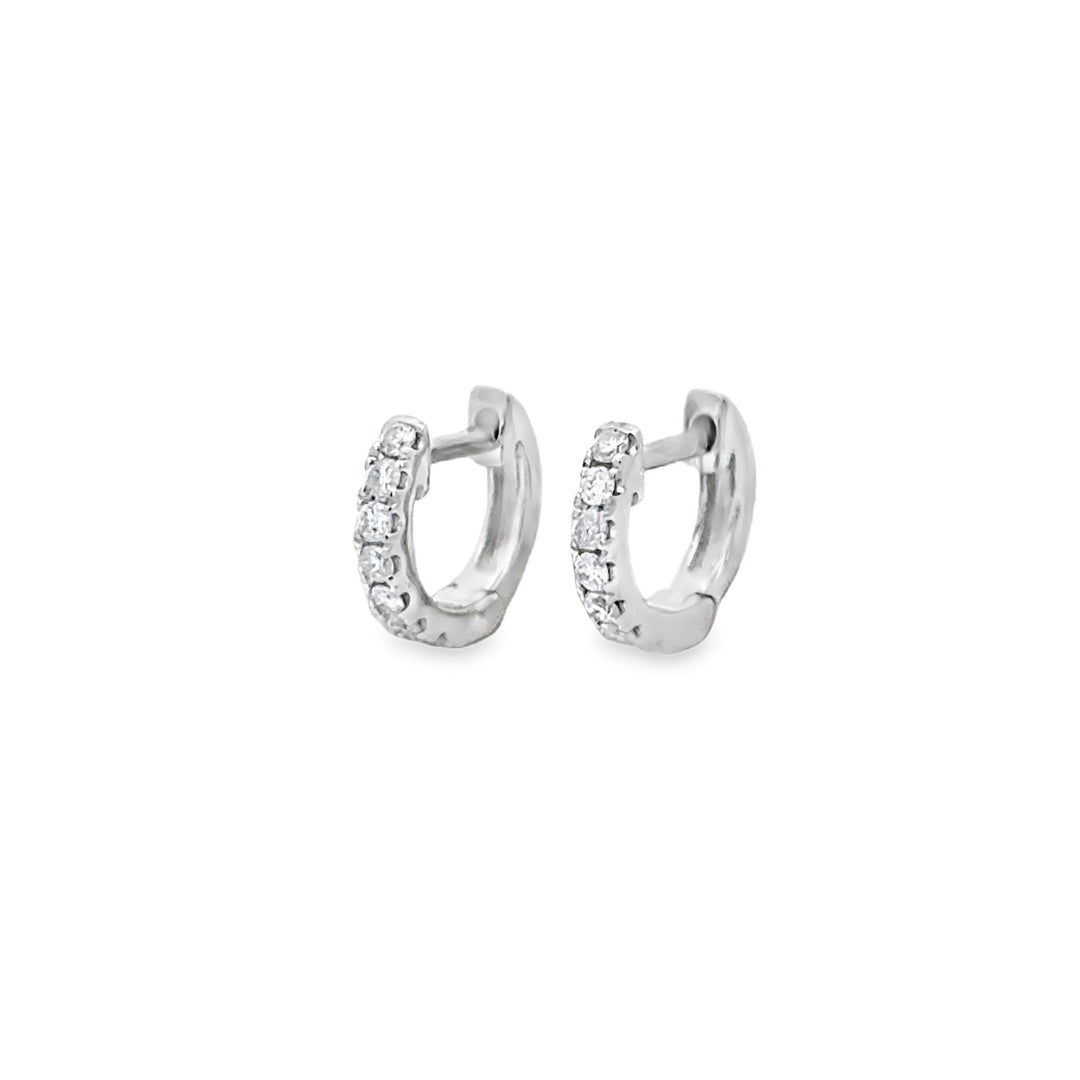 0.20 CTW Diamond 14K White Gold 10MM Mini Hoop Earrings