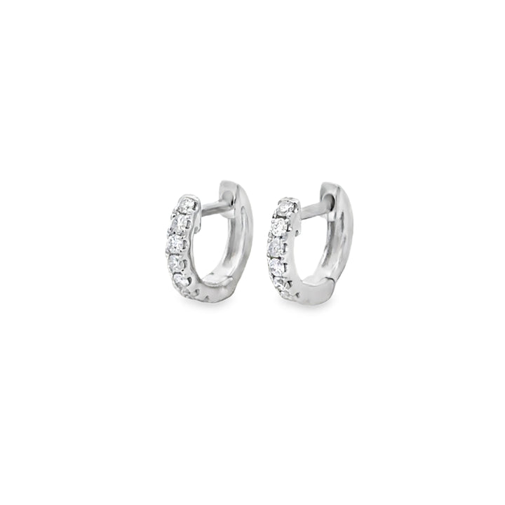 0.20 CTW Diamond 14K White Gold 10MM Mini Hoop Earrings