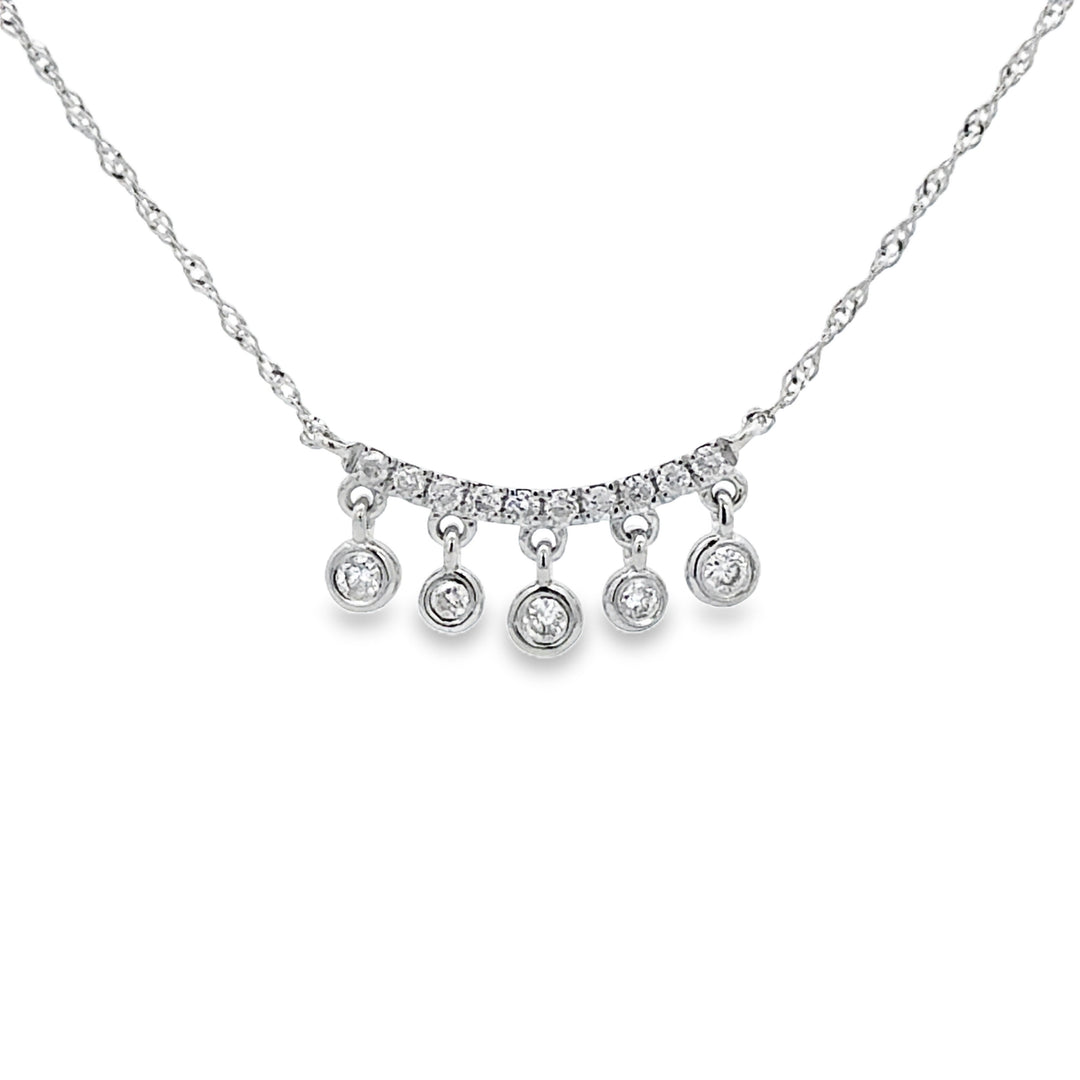 0.18 CTW Diamond 14K White Gold Five-Dangle Bar Necklace