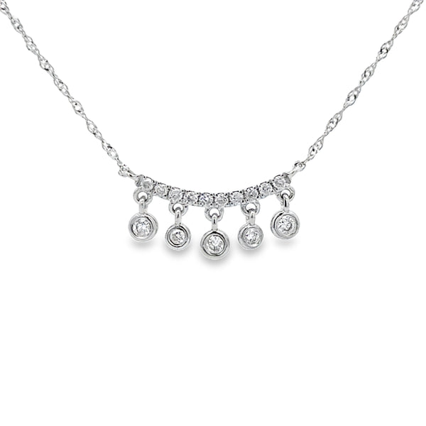 0.18 CTW Diamond 14K White Gold Five-Dangle Bar Necklace