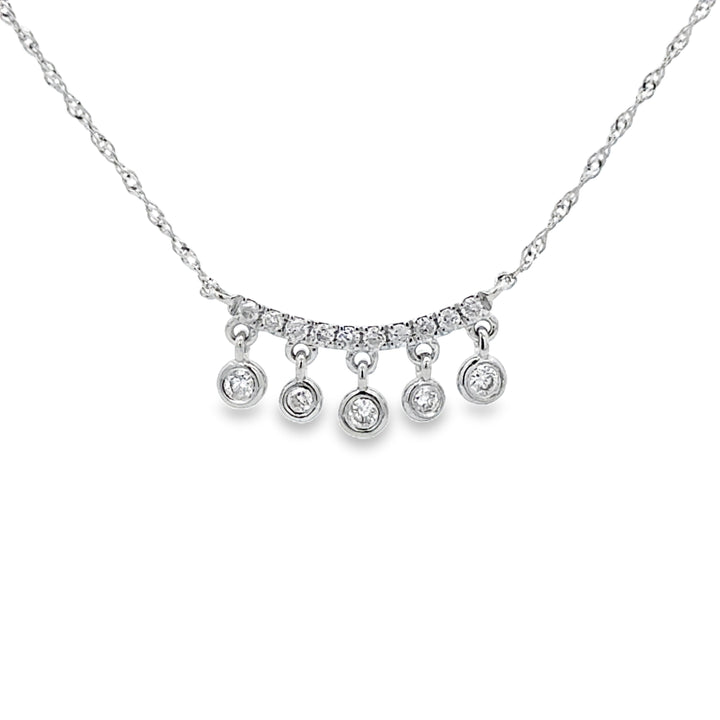 0.18 CTW Diamond 14K White Gold Five-Dangle Bar Necklace
