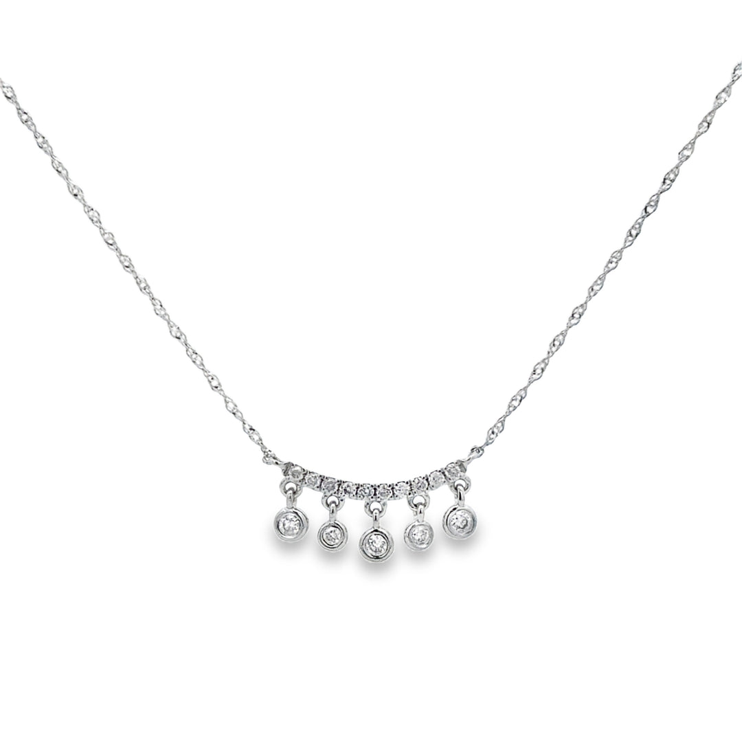 0.18 CTW Diamond 14K White Gold Five-Dangle Bar Necklace