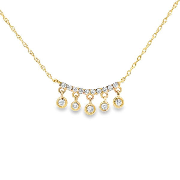 0.18 CTW Diamond 14K Yellow Gold Five-Dangle Bar Necklace