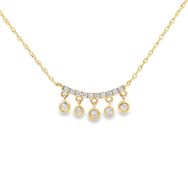 0.18 CTW Diamond 14K Yellow Gold Five-Dangle Bar Necklace
