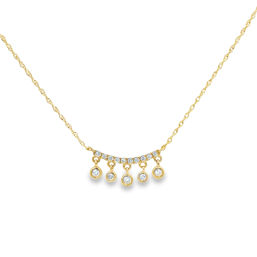 0.18 CTW Diamond 14K Yellow Gold Five-Dangle Bar Necklace