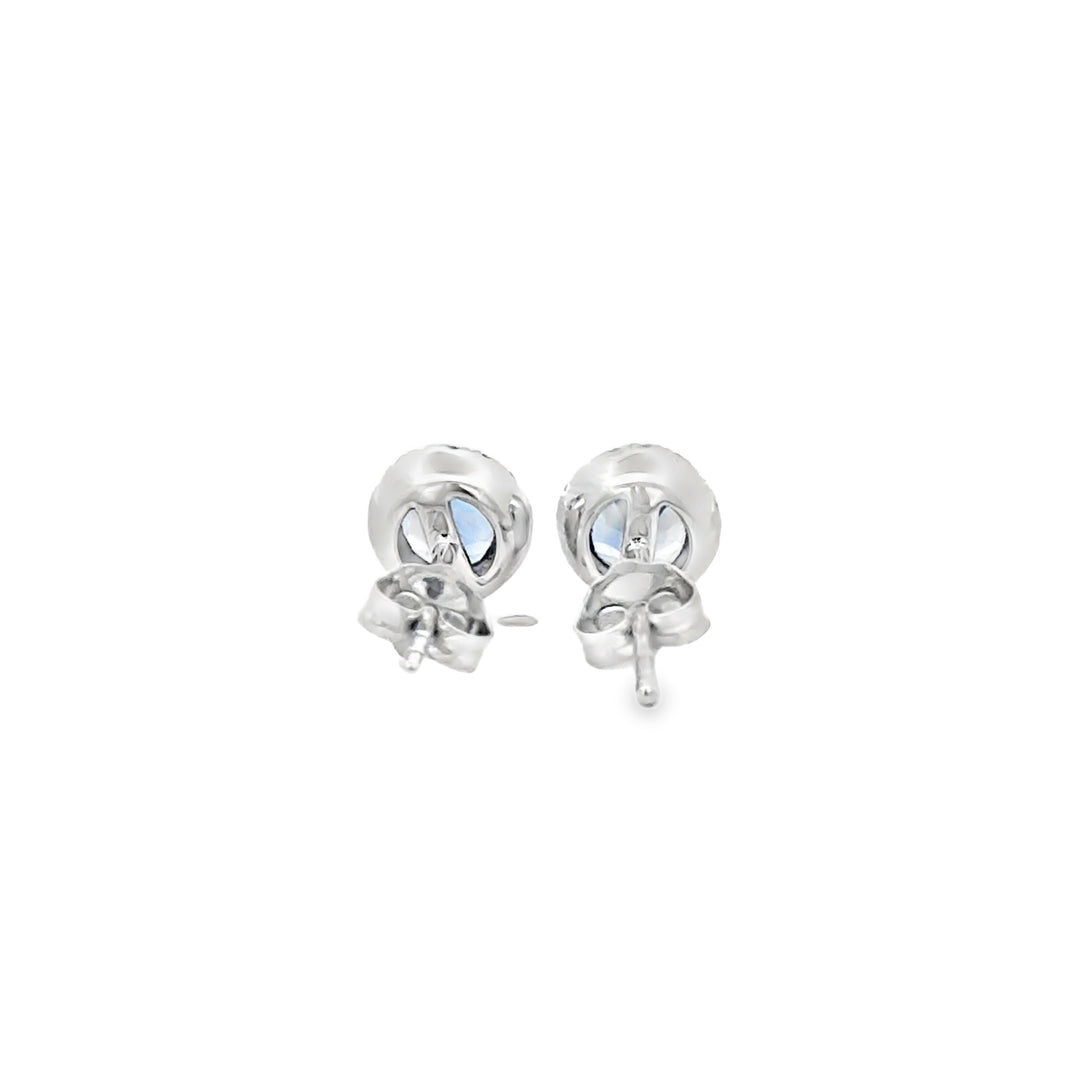 0.58 CTW Tanzanite 0.10 CTW Diamond 14K White Gold Halo Stud Earrings