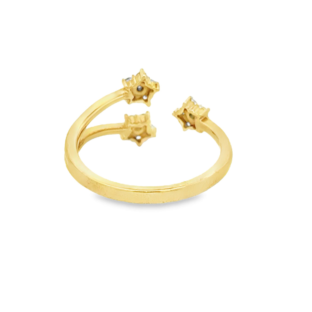 0.20 CTW Diamond 10K Yellow Gold Three-Cluster Open Ring