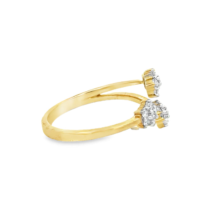 0.20 CTW Diamond 10K Yellow Gold Three-Cluster Open Ring