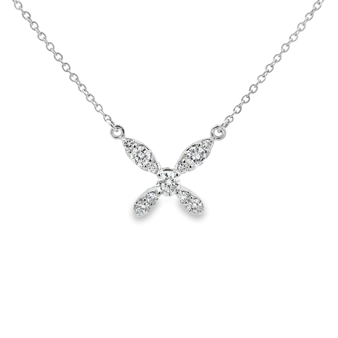 0.45 CTW Diamond 14K White Gold Butterfly Pendant Necklace