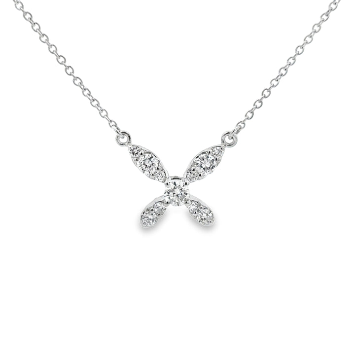 0.45 CTW Diamond 14K White Gold Butterfly Pendant Necklace