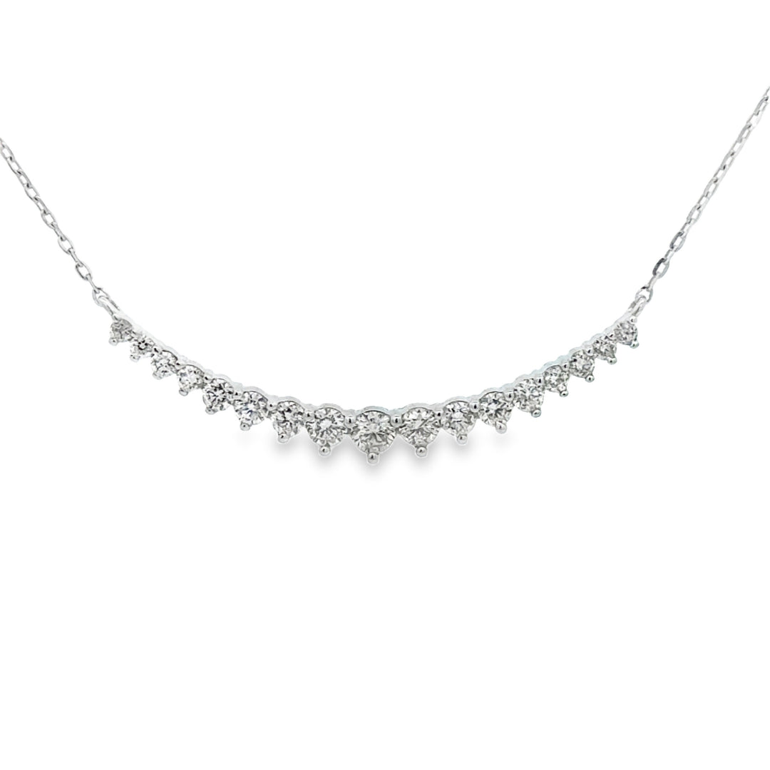 0.50 CTW Diamond 14K White Gold Graduated Curved Bar Necklace