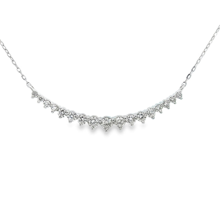 0.50 CTW Diamond 14K White Gold Graduated Curved Bar Necklace