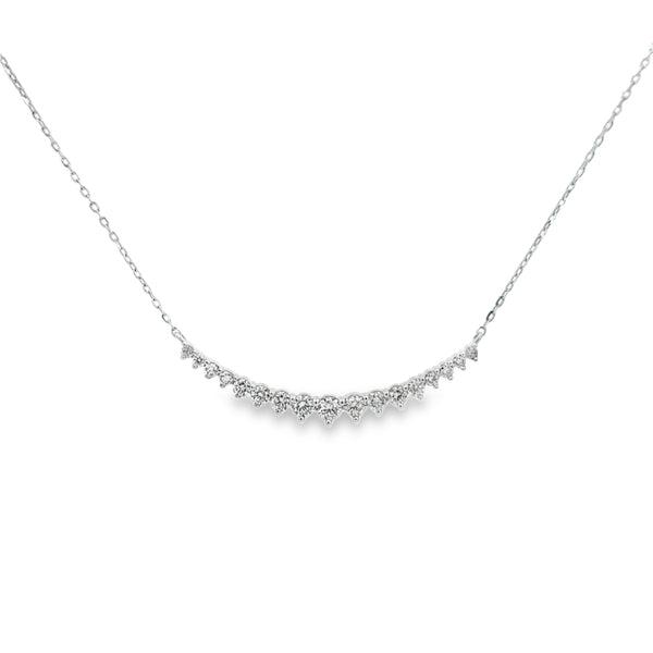 0.50 CTW Diamond 14K White Gold Graduated Curved Bar Necklace