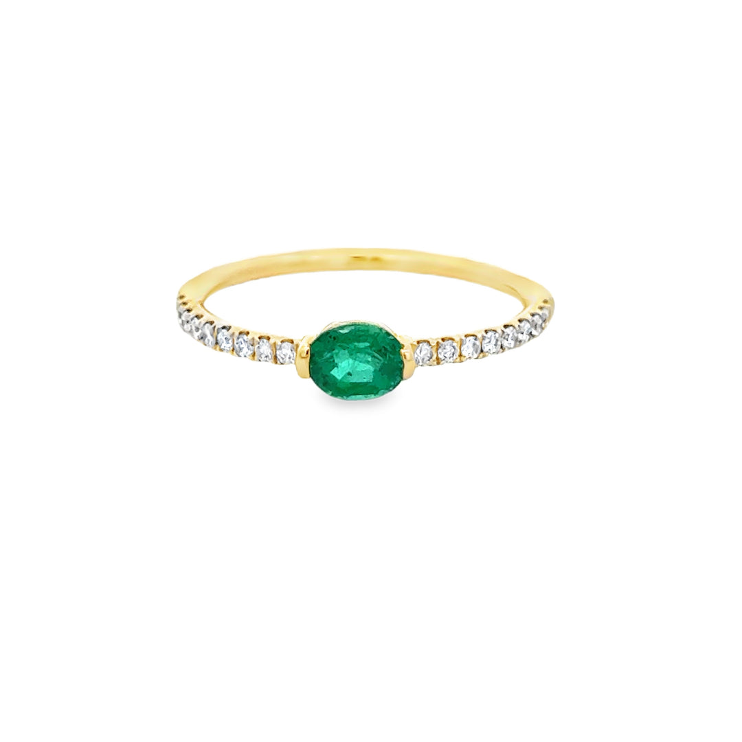 0.40 CT Emerald 0.17 CTW Diamond 14K Yellow Gold Ring