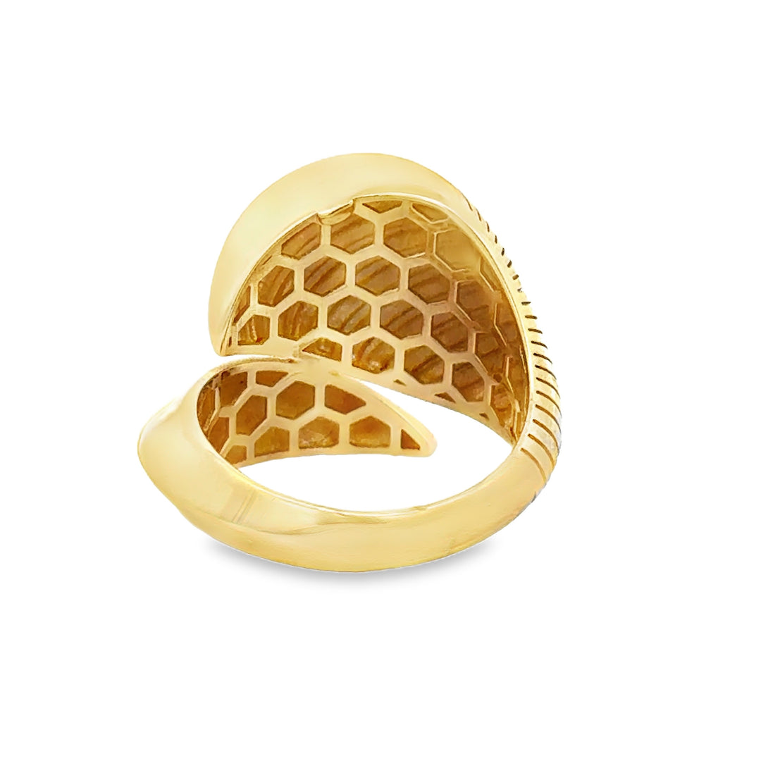 14K Yellow Gold 17MM Wide Ribbed Sculptural Statement Ring