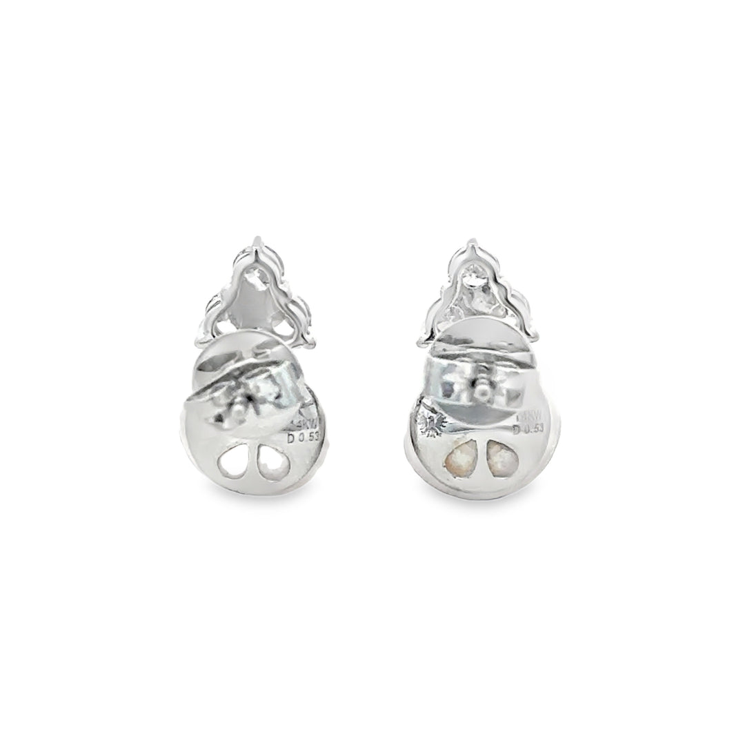 9.5MM Akoya Pearl 0.53 CTW Diamond 14K White Gold Stud Earrings