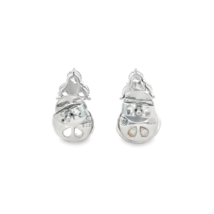 9.5MM Akoya Pearl 0.53 CTW Diamond 14K White Gold Stud Earrings
